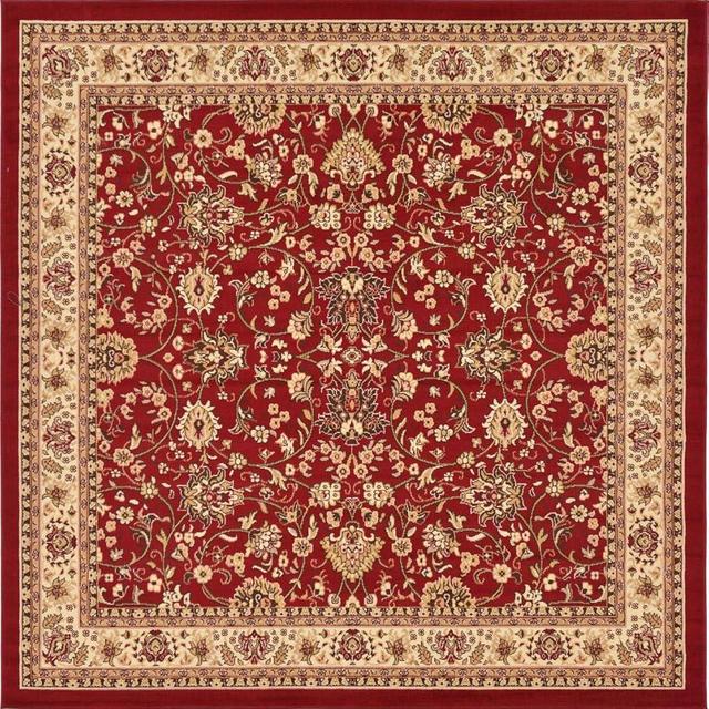 Unique Loom Sialk Hill Collection Area Rug - Washington (7' 10" Square Burgundy/Cream)