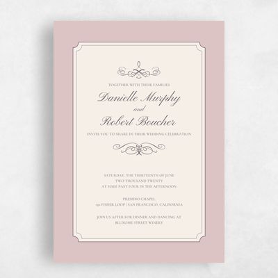 Dusty Rose, Pink Wedding Invitation - Malta Type