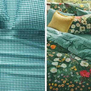 Maeve by Anthropologie Organic Cotton Sateen Printed Sheet Set I Queen Green Gingham