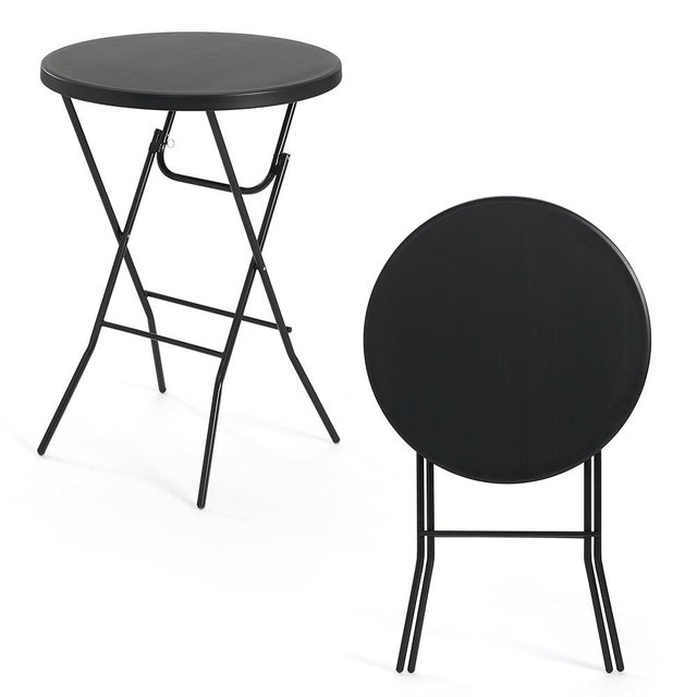 Winlice 32'' Round Folding Table, HDPE Portable Bar Height Table with Removable Legs for Indoor Outdoor Wedding Event, Gathering, Parties, Commercial Events, Black