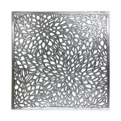 Modern Flower Placemat in Silver/Black