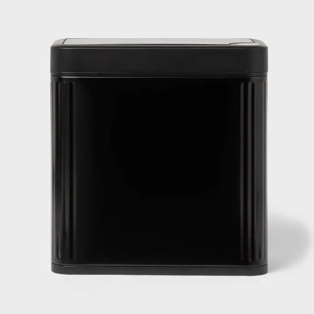 10L Slim Motion Sensor Can with Ribbing Stainless Steel Black - Brightroom™