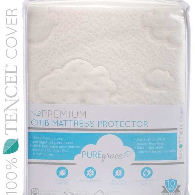 PUREgrace Crib Mattress Protector (28" x 52") made with All Natural Hypoallergenic TENCEL, Soft and Breathable Waterproof Mattress Pad and Fitted Cover in one