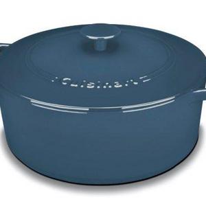 Cuisinart CI670-30BG 7 Qt Round Casserole Covered, Enameled Provencial Blue