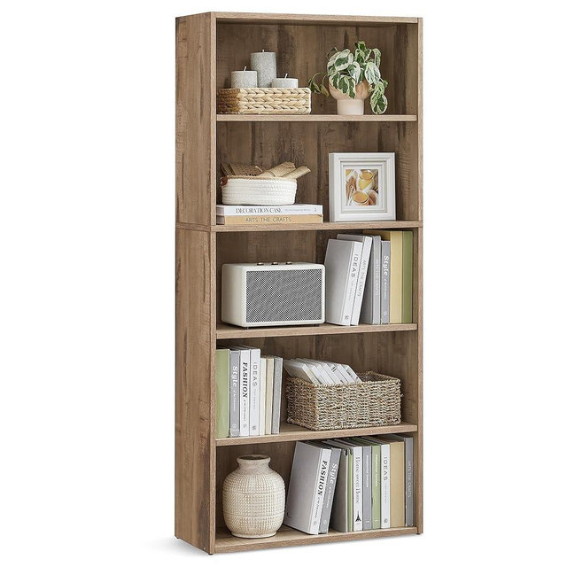 VASAGLE Bookshelf, 23.6 Inches Wide, 5-Tier Open Bookcase with Adjustable Storage Shelves, Floor Standing Unit, Camel Brown ULBC165T50