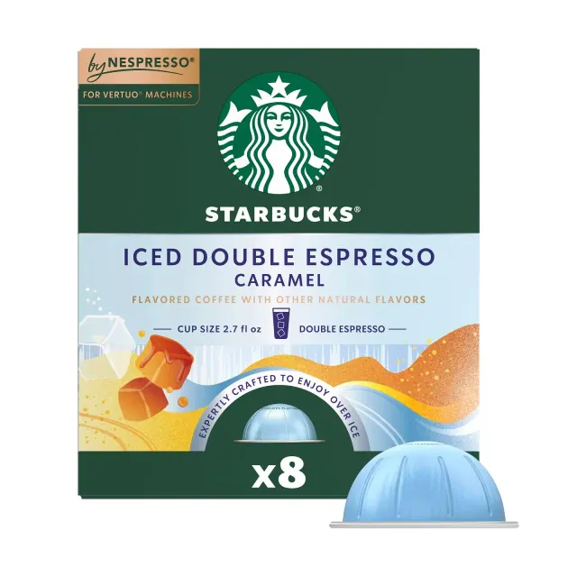 Starbucks by Nespresso Vertuo Line Iced Double Espresso Caramel Flavored Light Roast Coffee Pods - 8ct
