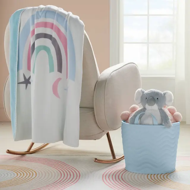 Quilted Fabric Large Round Storage Basket - Blue - Cloud Island™