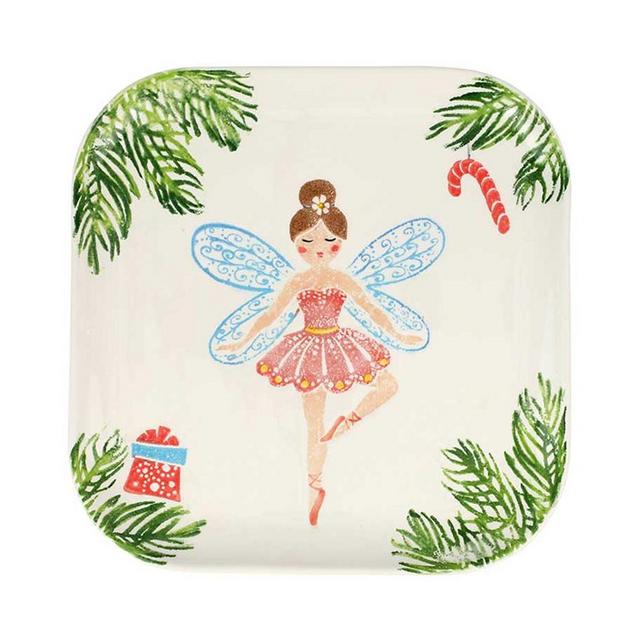 VIETRI Nutcrackers Sugar Plum Fairy Square Platter
