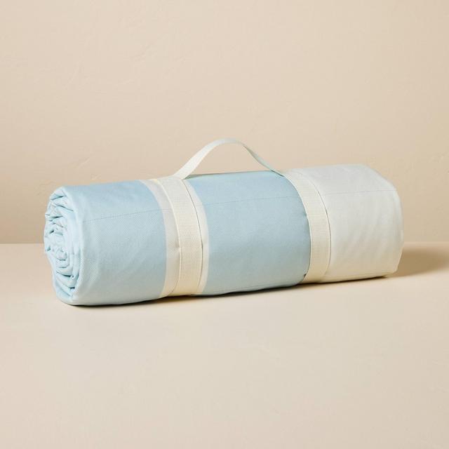 72"x72" Bold Stripe Picnic Blanket Cream/Light Blue/Red - Hearth & Hand™ with Magnolia