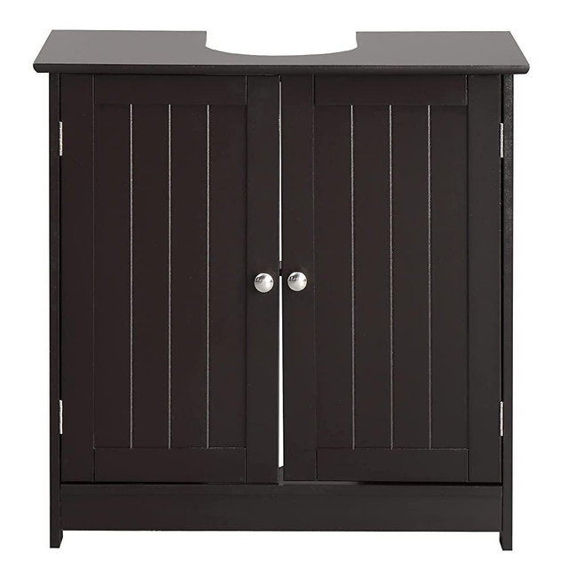 Bonnlo Pedestal Under Sink Storage Bathroom Vanity with 2 Doors Traditional Bathroom Cabinet Space Saver Organizer 23 5/8" x 11 7/16" x 23 5/8" (L x W x H) (Espresso)