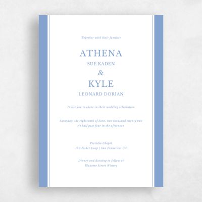 Dusty Blue Wedding Invitation - Weyers Border Letterpress