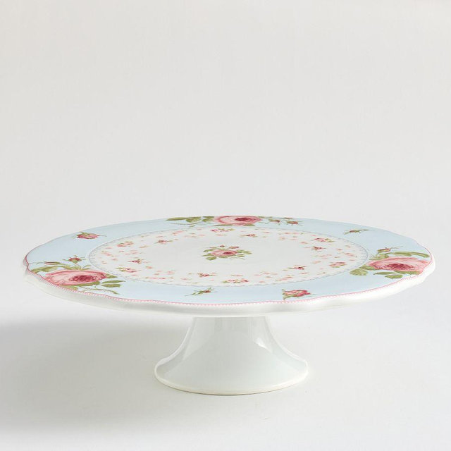 LoveShackFancy Garden Floral Cake Stand, Blue Multi