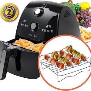 Secura 4 Liter, 4.2 Qt, Extra Large Capacity 1500 Watt Electric Hot Air Fryer and additional accessories; Recipes,Toaster rack and Skewers