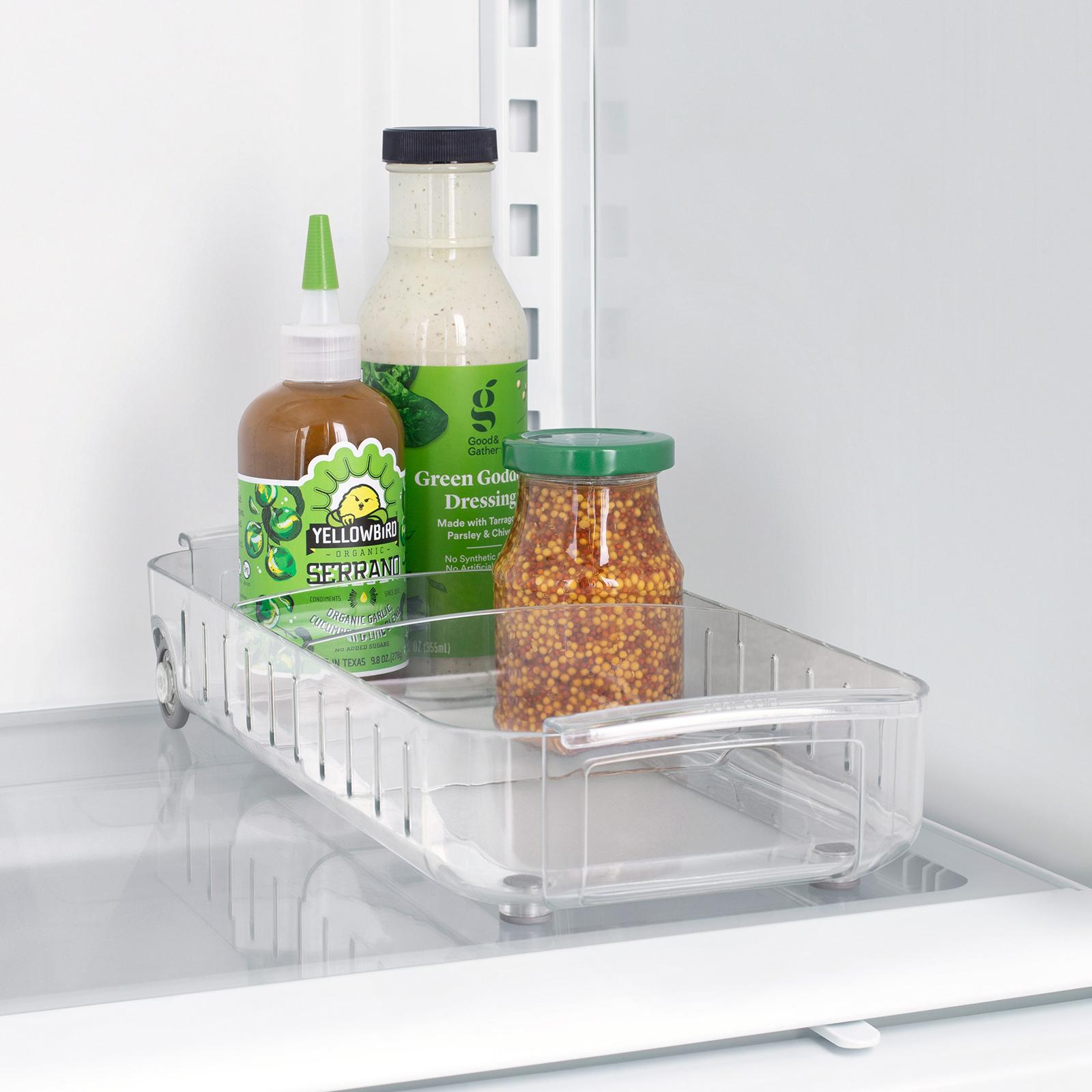 YouCopia RollOut Fridge Caddy BPA-Free Clear Rolling Refrigerator Organizer  Bin with Adjustable Dividers and Handles, 9 Wide