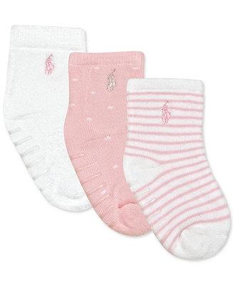 Ralph Lauren Baby Girls 3-Pk. Cushioned Crew Socks