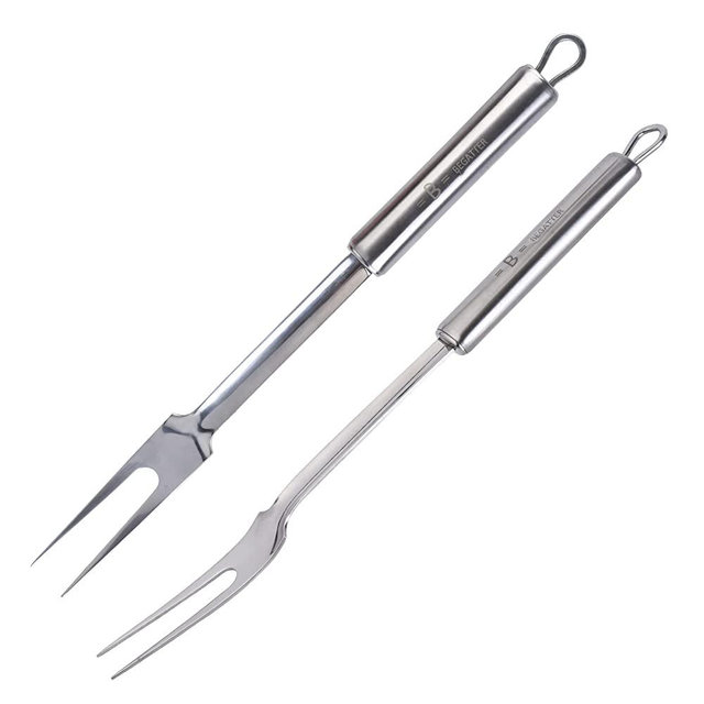 Begatter Meat Carving Fork, 13.3 Inch Long Cooking Fork for Kitchen, Stainless Steel Serving Fork Barbecue Fork, 2 Pieces