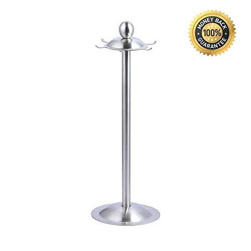 Modern 304 Stainless Steel Kitchen Utensil Holder Organizer 360 Degree Rotating Carousel with 6 Hooks