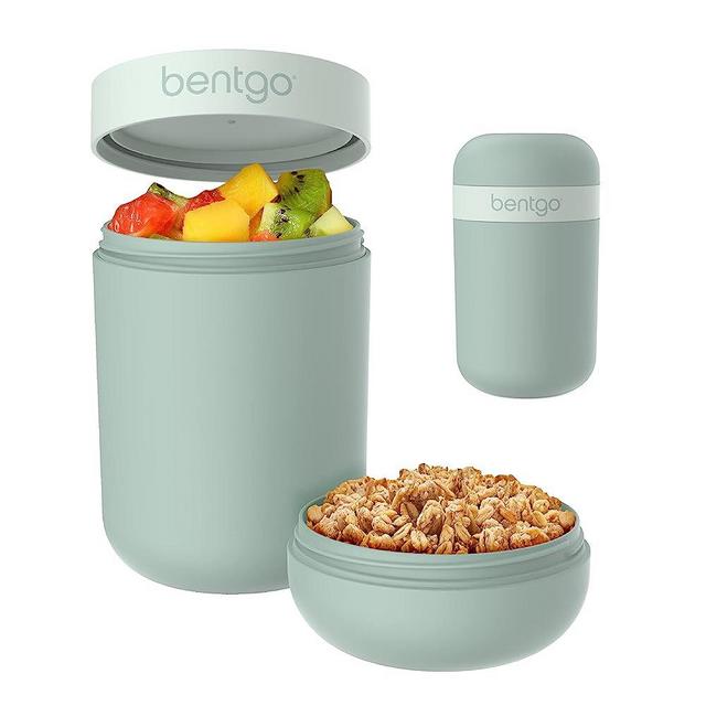 Bentgo® Snack Cup - Reusable Snack Container with Leak-Proof Design, Toppings Compartment, and Dual-Sealing Lid, Portable & Lightweight for Work, Travel, Gym - Dishwasher Safe (Mint Green)