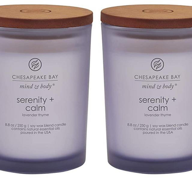 Chesapeake Bay Candle Scented Candles, Serenity + Calm (Lavender Thyme) Medium (2-Pack)