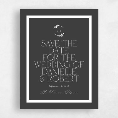 Dark Charcoal, Black Wedding Save the Date - Orvieto Portrait