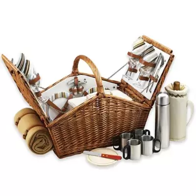 Picnic At Ascot Huntsman Basket for 4 with Coffee & Blanket in Santa Cruz