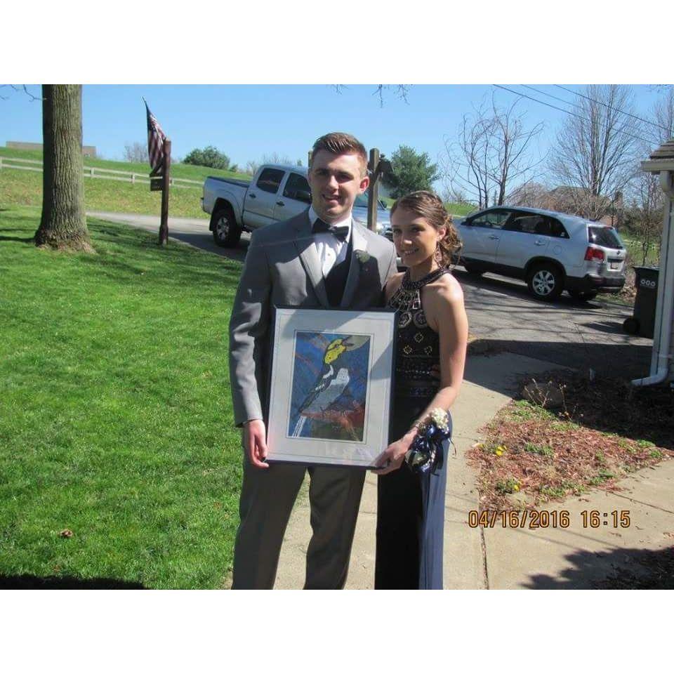 We first met in a middle school art class, where we had to paint a piece of nature. Andrew pawned his painting off as his own, but his family later found out that Abby helped draw the bird.