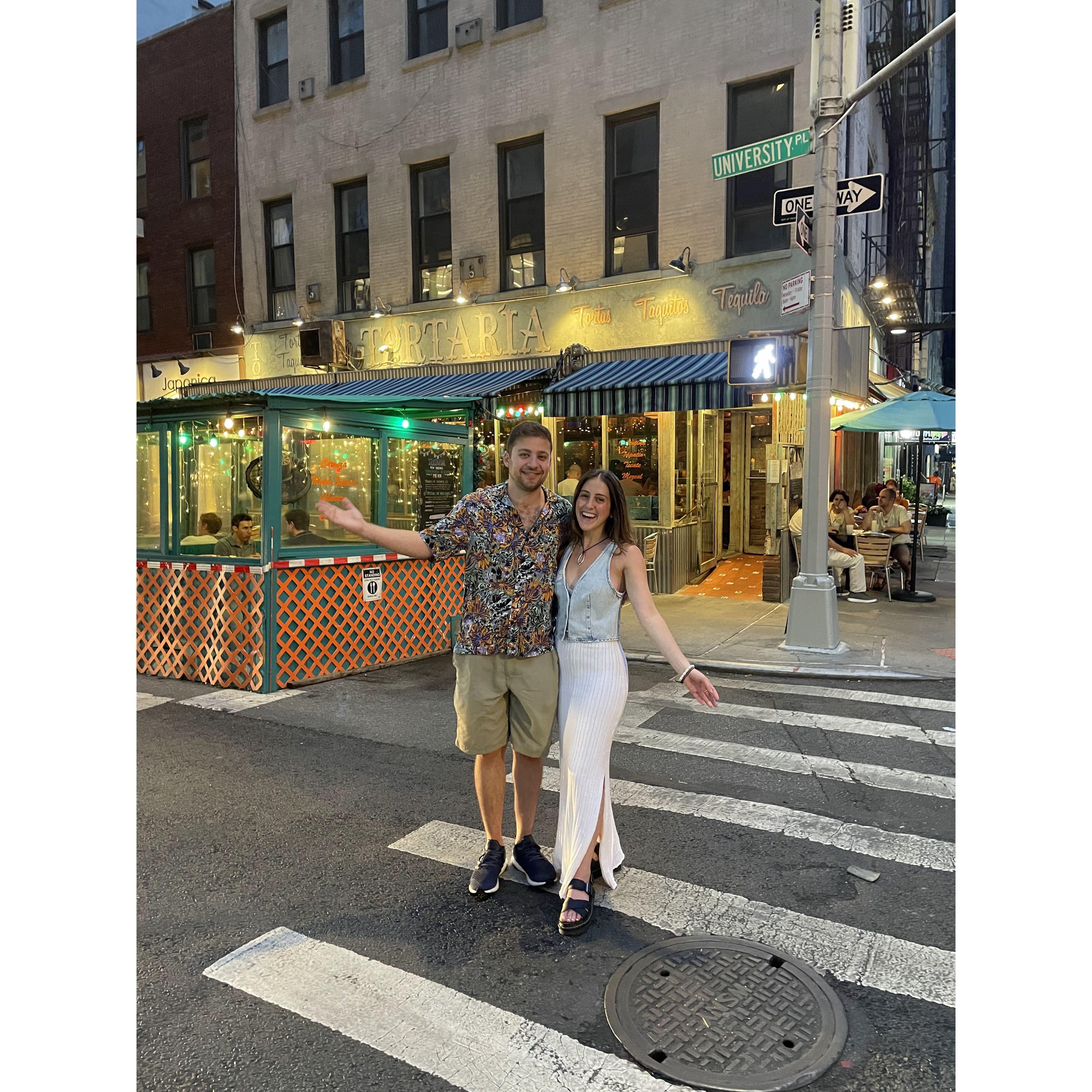 Years later, walking by the restaurant we had our second date at and reminiscing :)