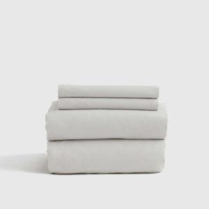 Organic Brushed Cotton Sheet Set - Light Grey - Queen