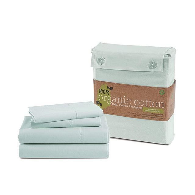 100% Organic Cotton Mineral King-Sheets Set, 4-Piece Pure Organic Cotton Long Staple Percale Weave Ultra Soft Best Bedding Sheets for Bed, Breathable, GOTS Certified, Fits Mattress Upto 15" Deep
