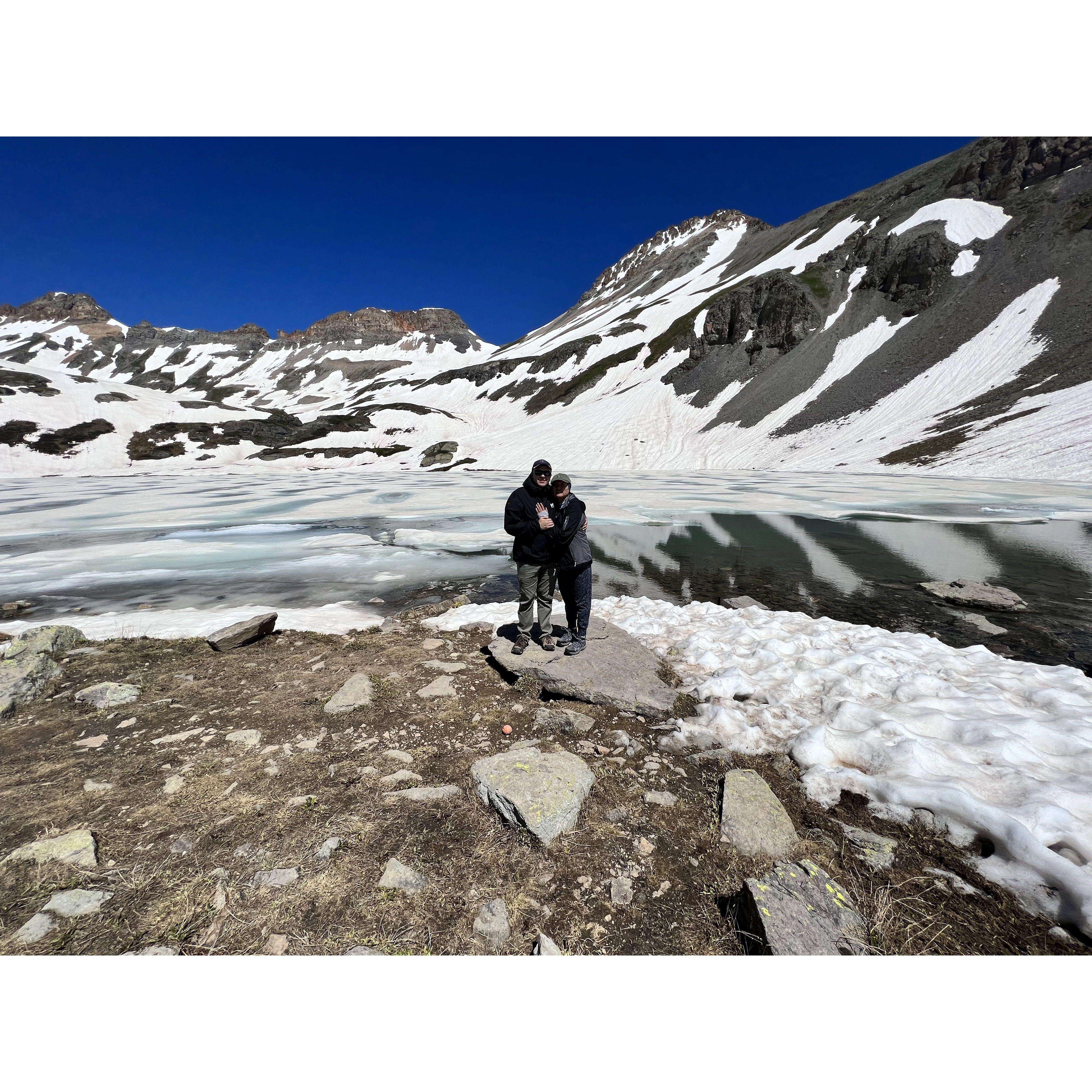 We hiked Ice Lakes which is near Durango, to celebrate our engagement. What a happy and tiring day to hike!