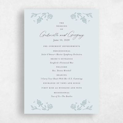 Ice, Blue Wedding Program - Clarian