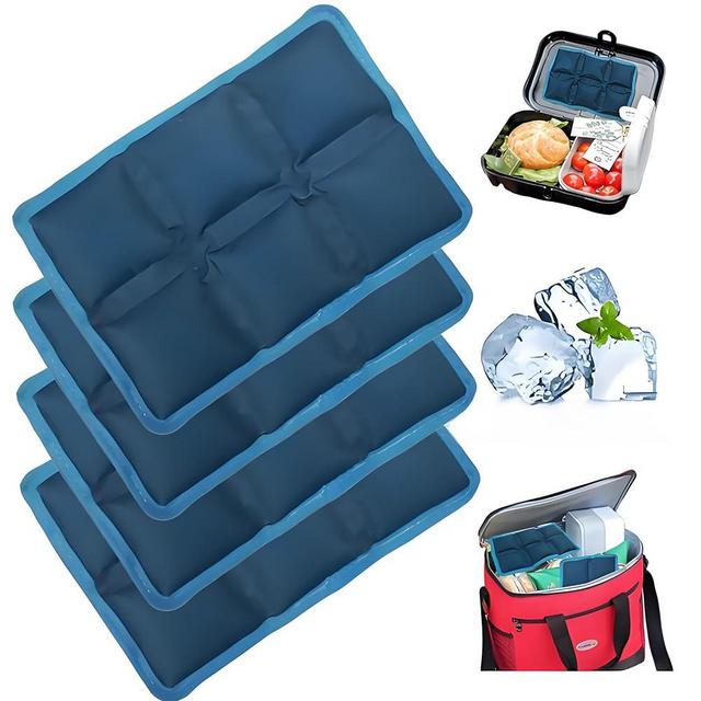aadsioahd 4pcs Ice Packs for Lunch Boxes & Coolers - Reusable,Lightweight Cooler Ice Pack for Food Freshness, Drinks Freezer (6”x4”x0.7”) - Non-Toxic Cooler for Picnic, School, Sports & Camping
