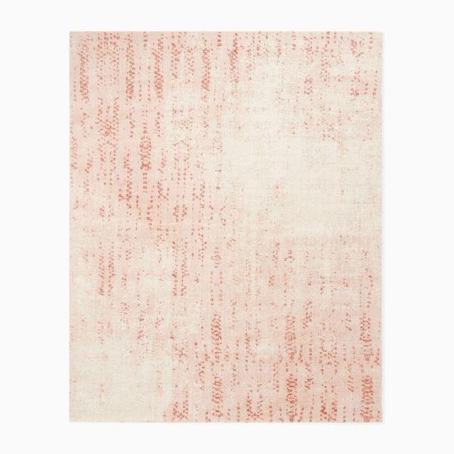 Distressed Foliage Rug, 5x8, Mellow Rose