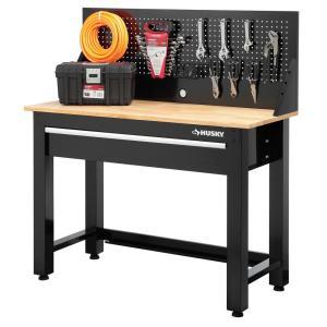 4 ft. Solid Wood Top Workbench with Storage