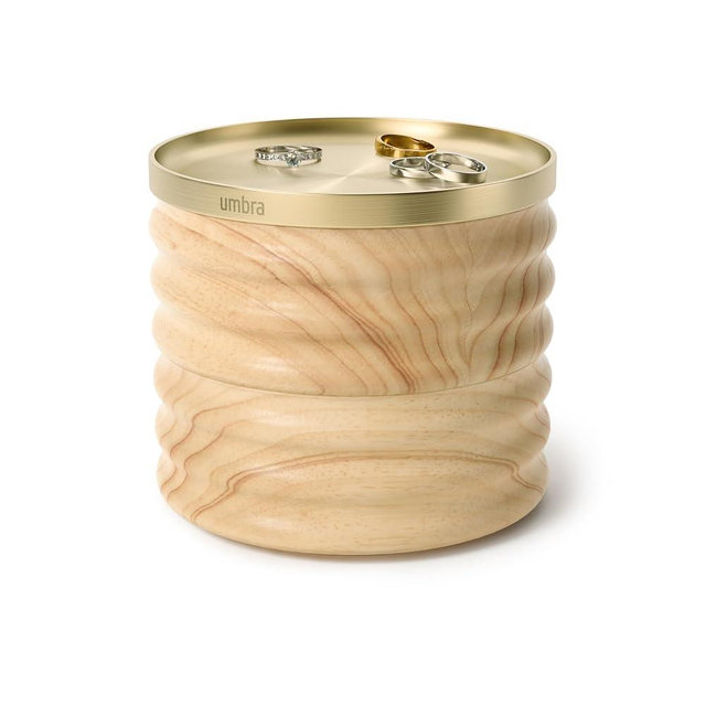 UMBRA Tesora Wood Jewelry Box, Natural/Brass