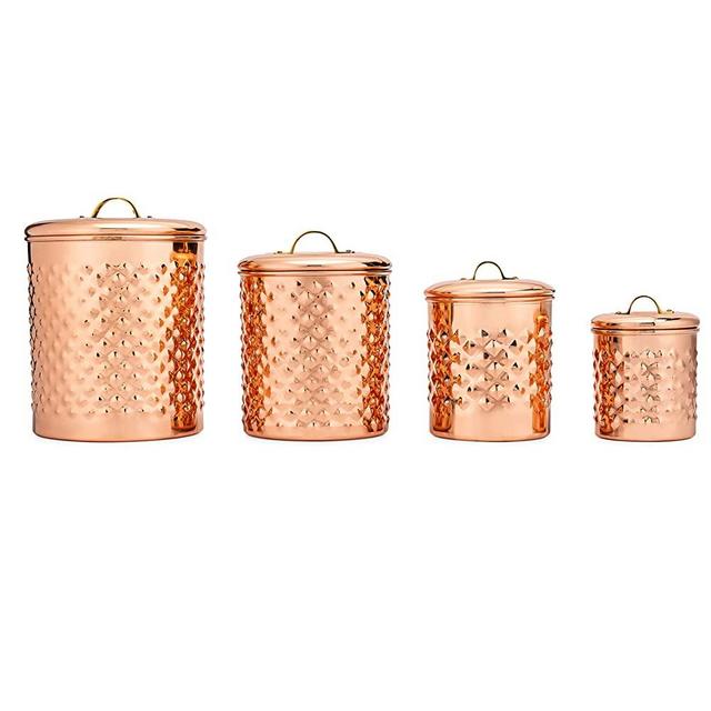 Old Dutch International Copper Hobnail canisters, 4 qt, 2 qt, 1.5 qt, 1 qt