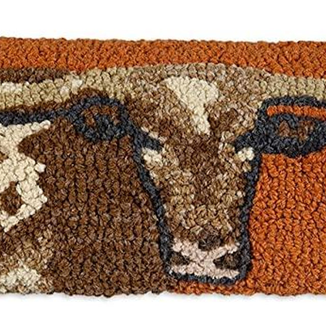 Chandler 4 Corners Artist-Designed Longhorn Hand-Hooked Wool Decorative Throw Pillow (8” x 24”)