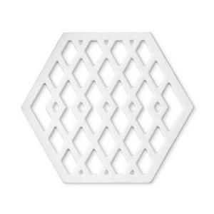 Hexagon Cast Iron Trivet, White