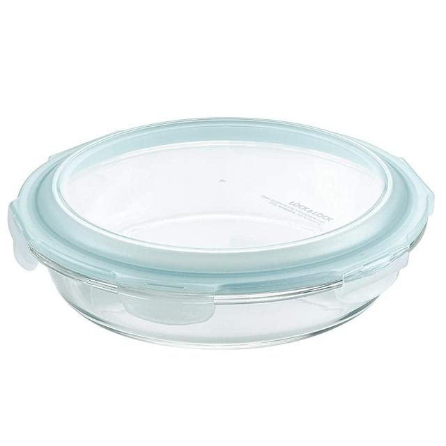 LocknLock Purely Better Glass Round Pie Baking Dish/Food Storage Container with Lid, 9.5 Inch, Clear