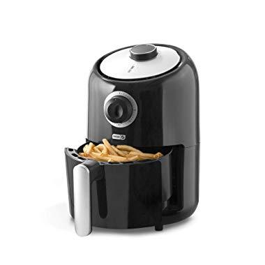 Dash Compact Air Fryer 1.2 L Electric Air Fryer Oven Cooker with Temperature Control, Non Stick Fry Basket, Recipe Guide + Auto Shut off Feature - Black