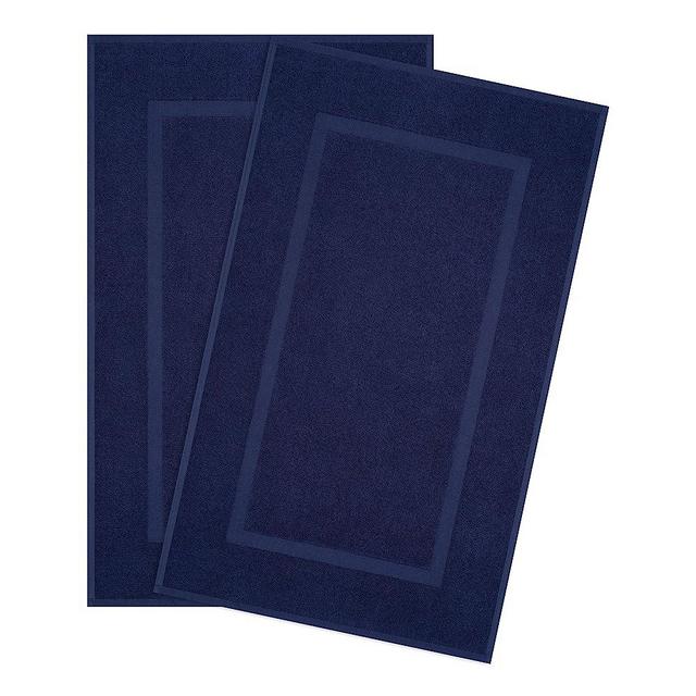 Cotton Paradise Bath Mats for Bathroom, 2 Packed 20x34 inch 100% Cotton Bath Mat Rugs for Bathroom, Soft Absorbent Machine Washable, Navy Blue Towel Bath Mat
