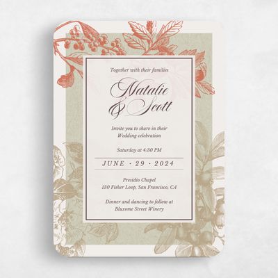 Orange Rounded Wedding Invitation - Ridgemoor Portrait