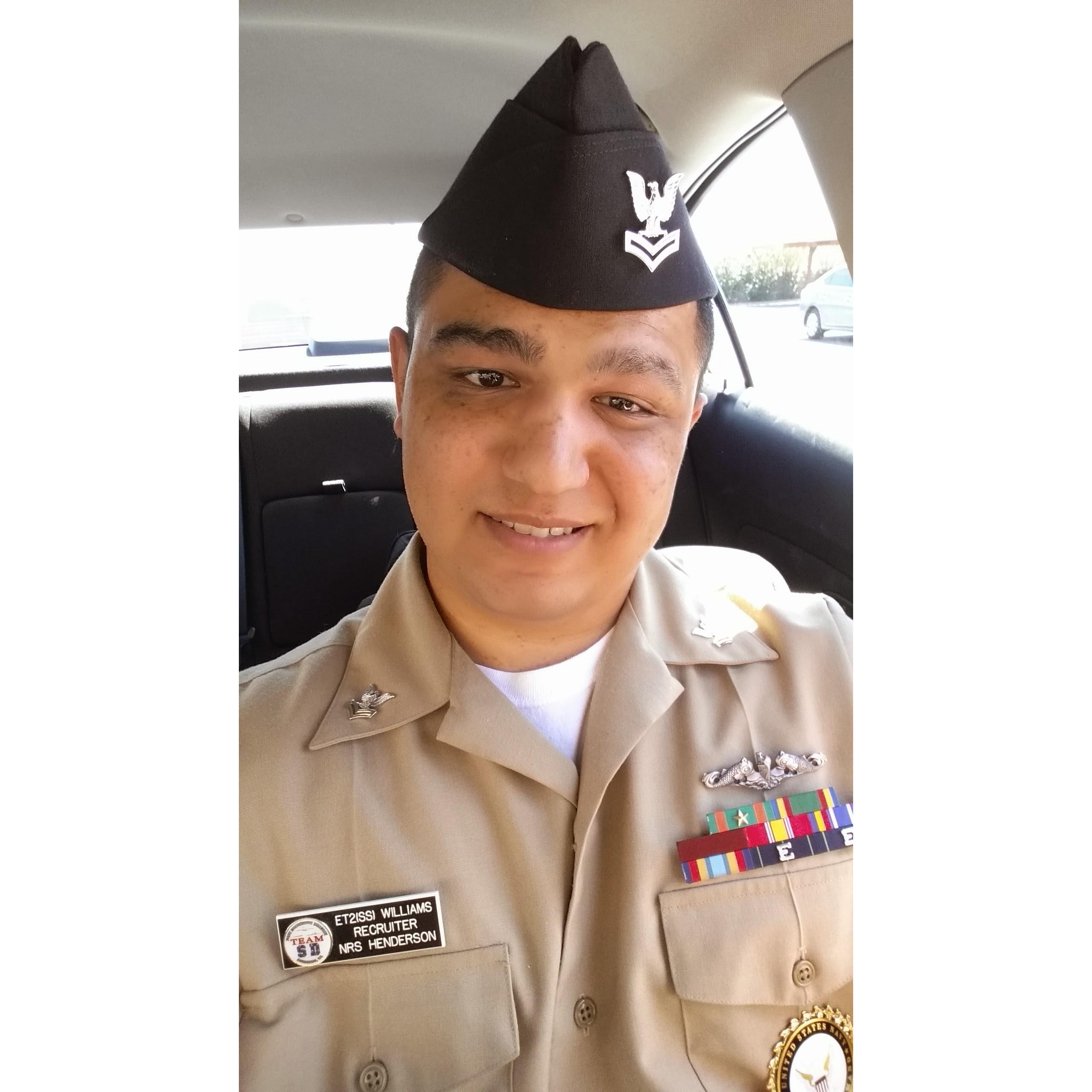 My normal attire while working as a Navy recruiter on my first shore duty in Henderson, NV.