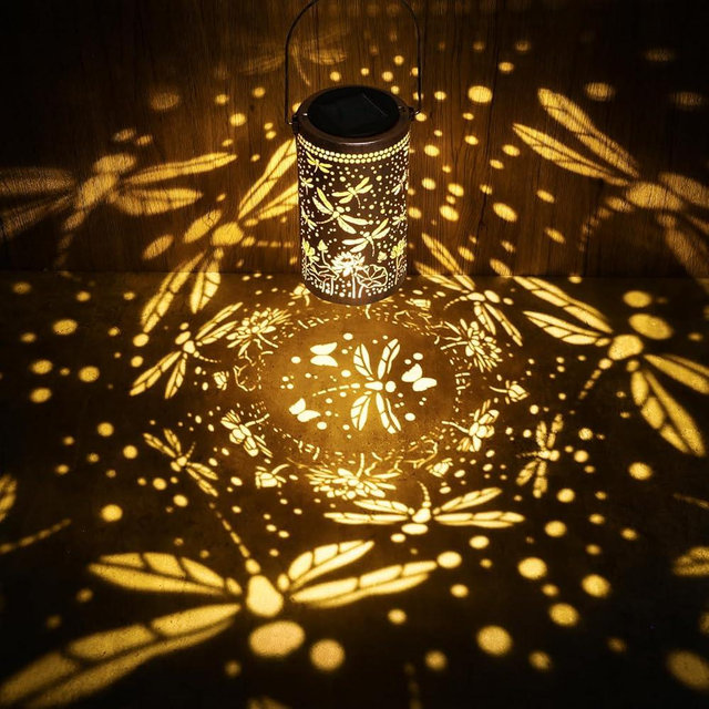 Fabuday Dragonfly Lotus Outdoor Solar Lantern Waterproof - Hanging Solar Power Lights Led for Outside, Garden Decor for Patio, Porch, Balcony, Yard and Deck, Gardening Decorations Gifts for Women Mom