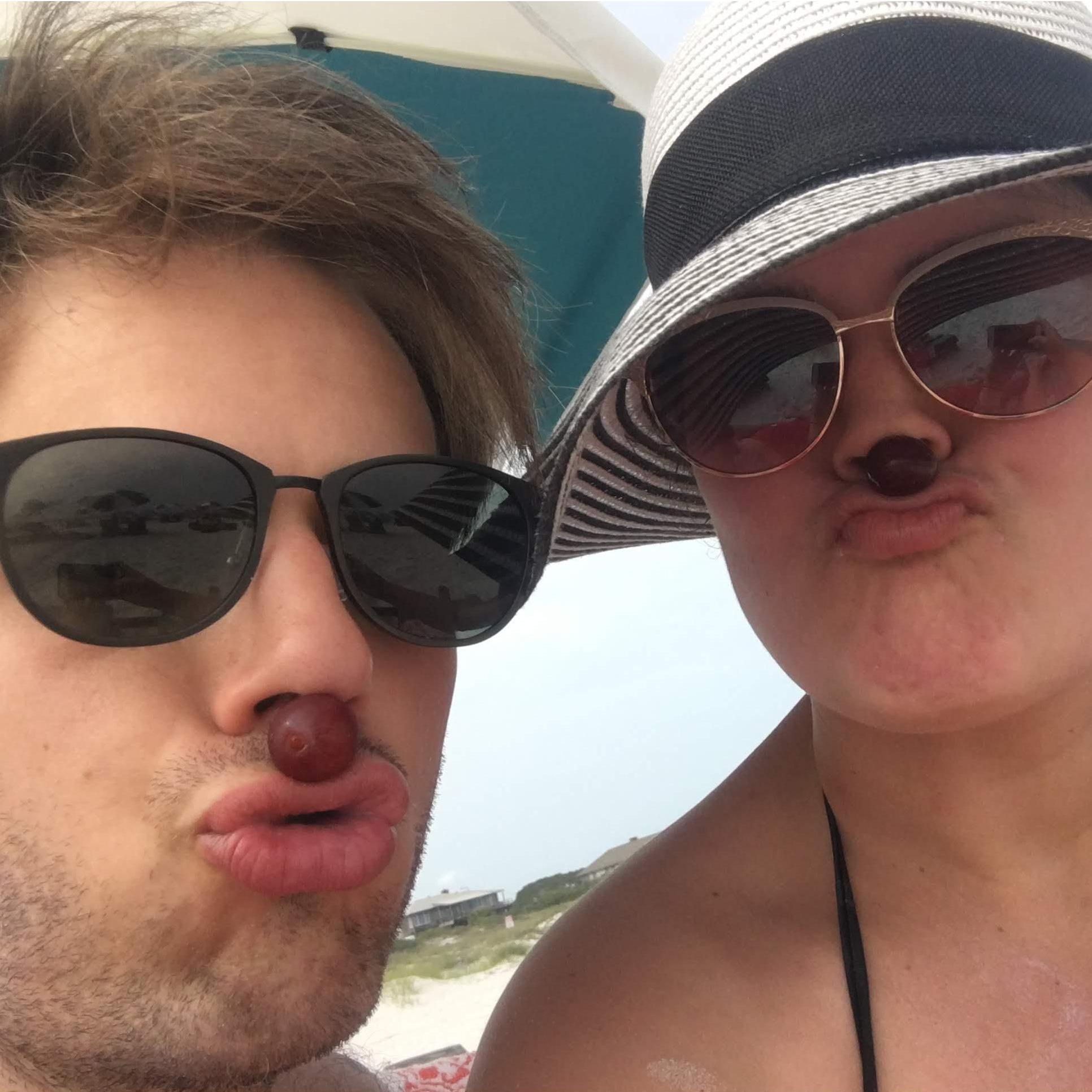This is what you do with grapes on a beach, right? May 2017