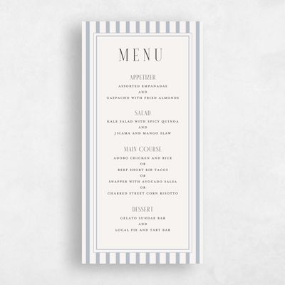 Dusty Blue Wedding Menu - Azelie