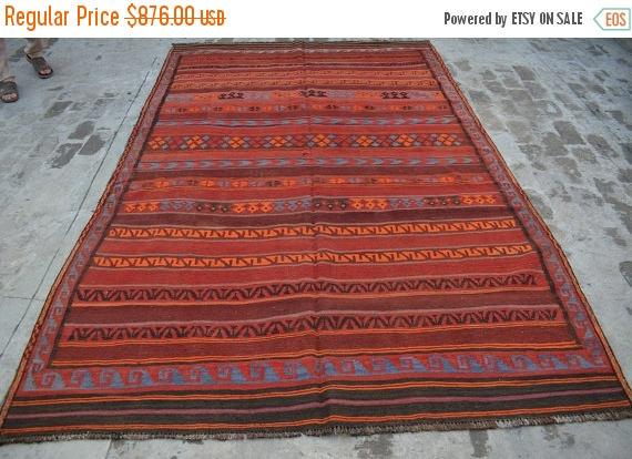 Big sale Afghan Tribal Handmade Nomad wool area kilim rug / 6 x 9'6 FT
