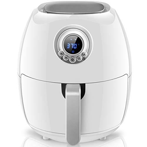 Costzon 4.8 Quart Electric Air Fryer, 1500W Hot Air Fryer with LCD Digital Screen, Temperature and Time Control, Oven Oilless Cooker, Non Stick Fry Basket and Pan, UL Certificated, Large Capacity (White)