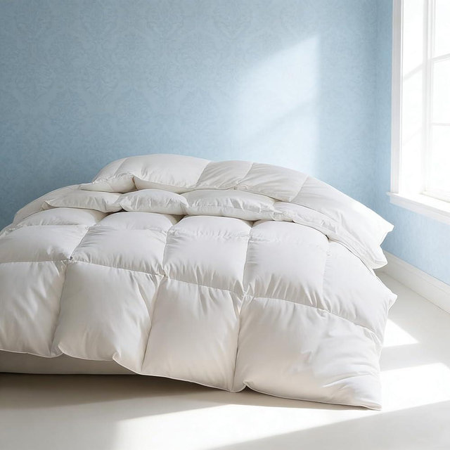 Martha Stewart Luxury White Goose Feathers Down Fiber Duvet Insert King Size - Hotel Collection 100% Cotton Comforter, All Season Medium Warmth, Breathable, Hypoallergenic, 106 x 90 Inch