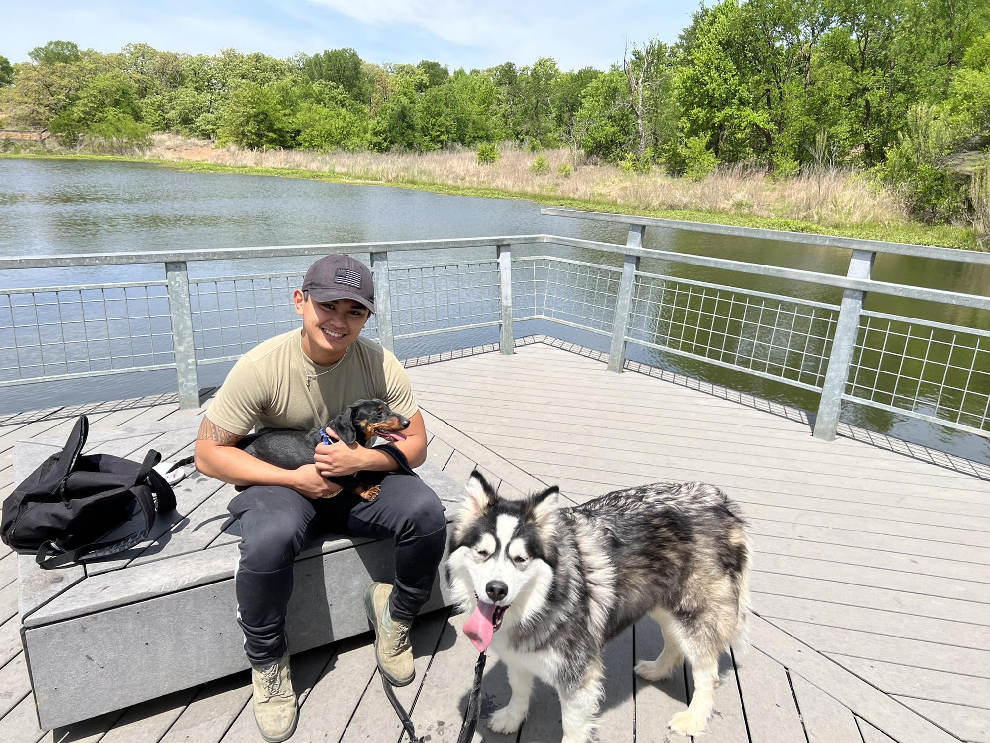 Nature walk with the dogs! Lawrence was whining because his knees hurt! Big Baby!